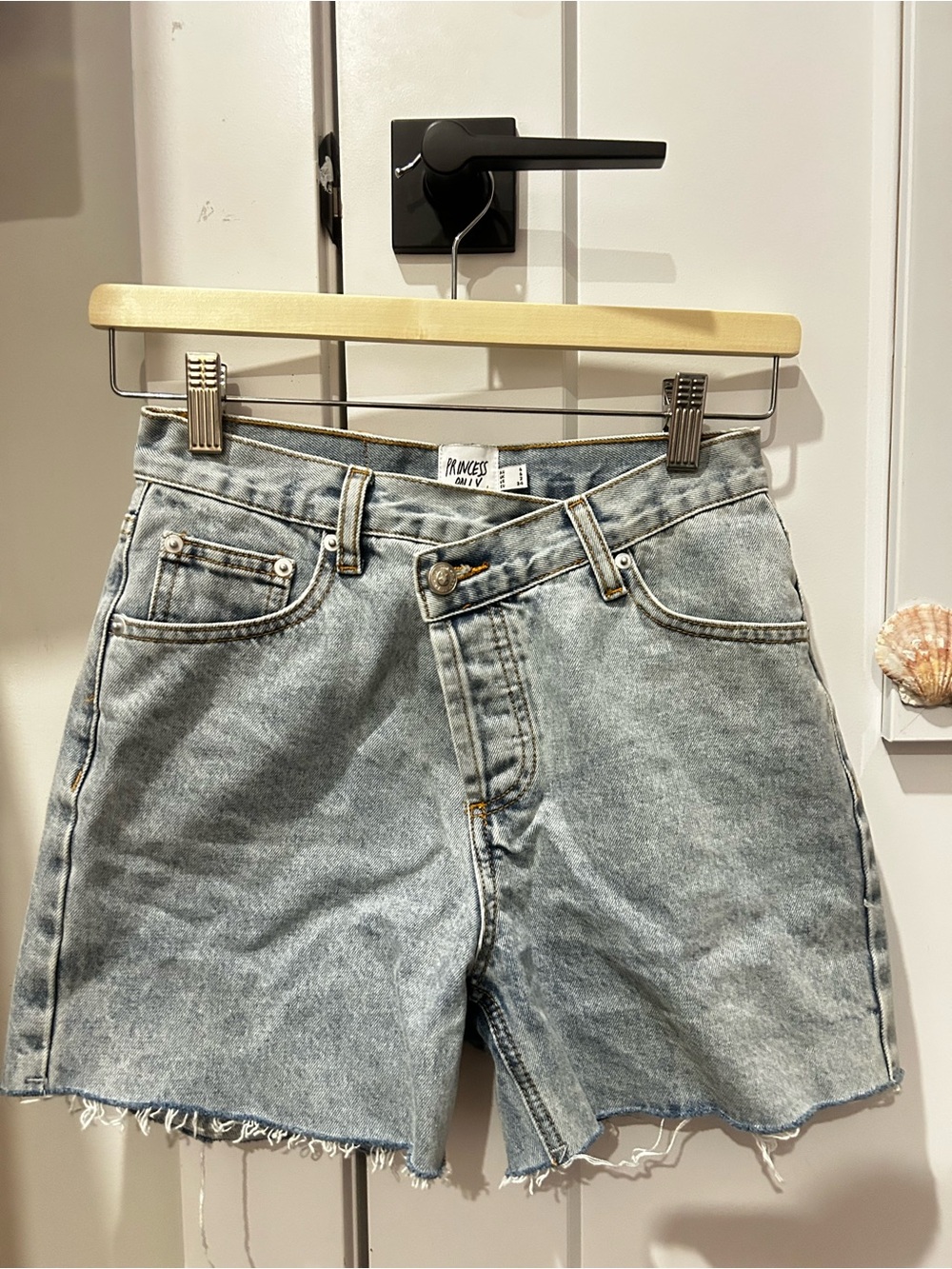 Princess Polly Washed Light Blue High-Rise Denim Shorts